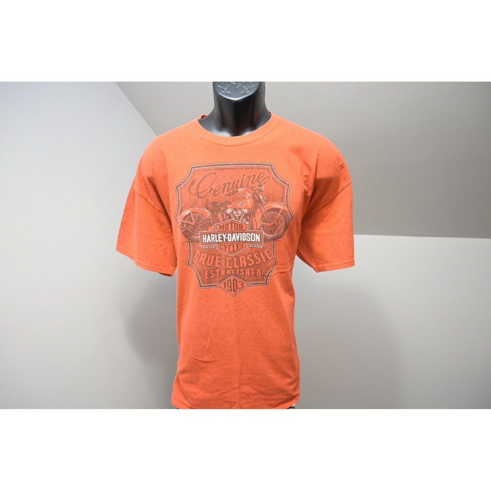 Harley-Davidson T-Shirt Mens XL Orange Graphic True Classic Established 1903 EX